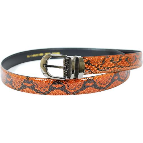 Giorgio Brutini Cognac / Black Genuine Snake Skin Belt